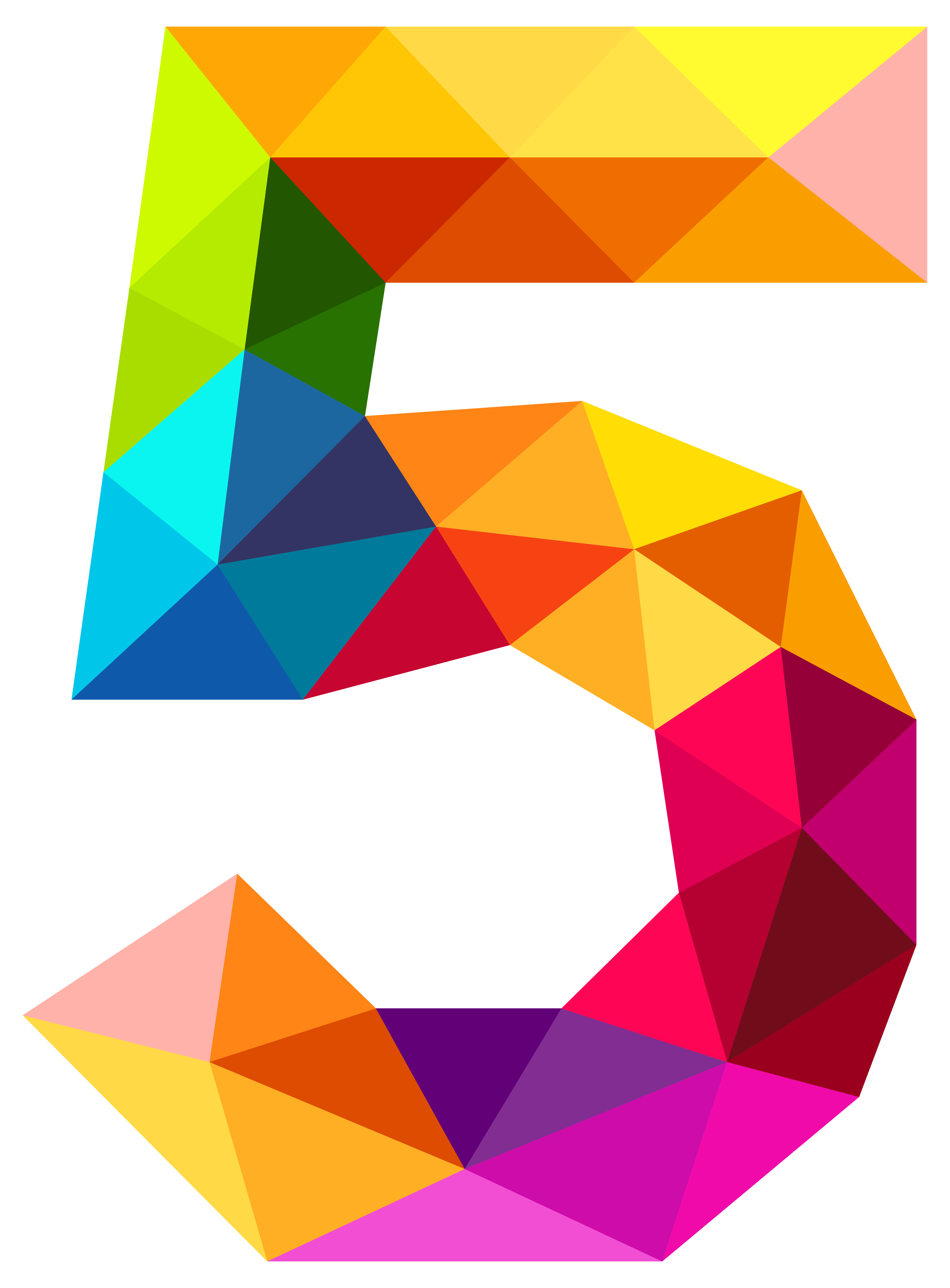 Colorful Triangles Number Five Clip Art