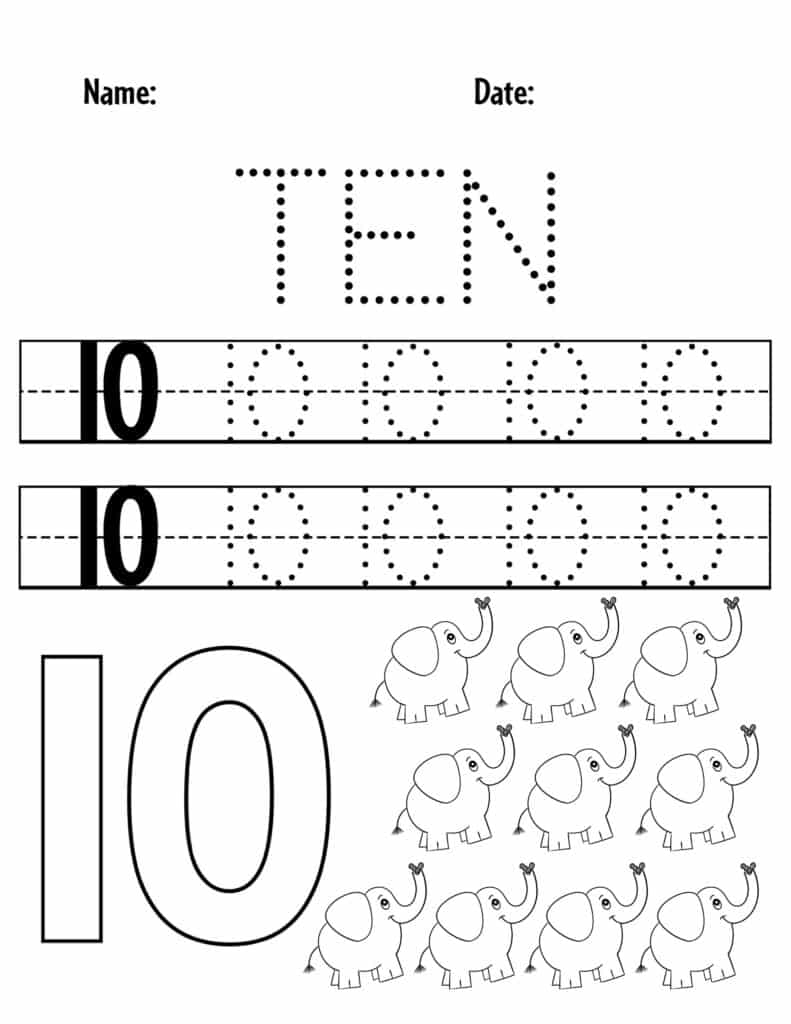 Number 10 Worksheet Preschool